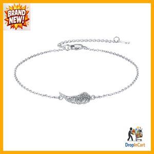 Sterling Silver Angel Wings Charm Bracelet Elegant Adjustable Boho Chic